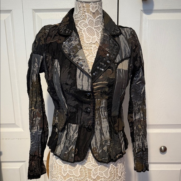 Alberto Makali Jackets & Blazers - Alberto Makali patchwork blazer jacket three-button sequin embellishments S